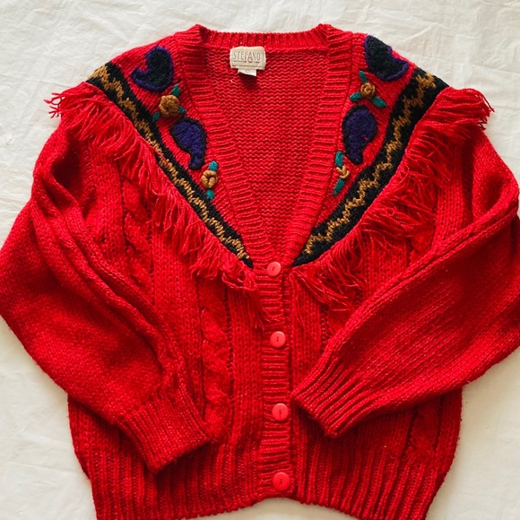 Stefano Ricci Sweaters - Stefano World Wide Large Red Fringe Cardigan